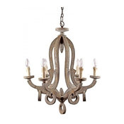 6-Light Candle-Style Wooden Chandelier