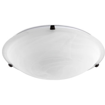 20" Faux Alabaster Ceiling Mount, Oiled Bronze