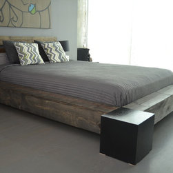 Reclaimed Wood Platform Bed - Indoor Chaise Lounge Chairs