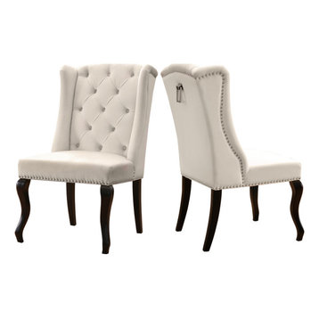 Suri Velvet Dining Chairs, Set of 2, Cream