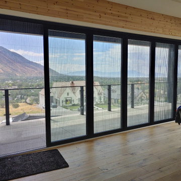 The bug screen deployed over the 20 foot door