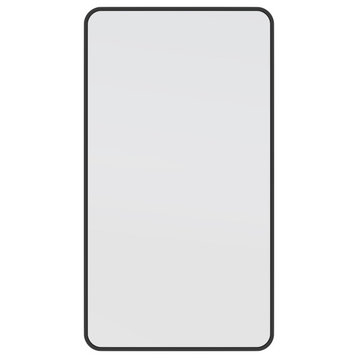 22" W X 40" H Radius Corner Stainless Steel Framed Mirror, Black
