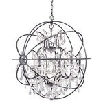 Yosemite Home Decor - Six Light Chandelier - Yosemite Home Decor presents a series of chandeliers from the Contessa Collection. This chandelier is constructed of Iron with an intertwining spherical frame encasing a dazzling 6-light chandelier adorned with clear crystals. This chandelier is elegantly finished in matte black. Perfect for dining rooms and entry ways, it comes equipped with wire and chain for versatility in hanging options. Requires (6) 60-watt, A19 incandescent bulb (not included with purchase).