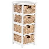 Nina 6 Wicker Basket Storage Chest Vintage White - Beach Style