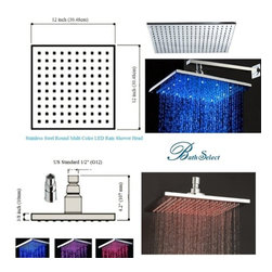 8" Solid Brass Square Color Changing LED Rain Shower Head - Showerheads And Body Sprays
