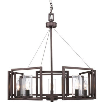 Marco 5 Light Chandelier in Gunmetal Bronze with Clear Glass