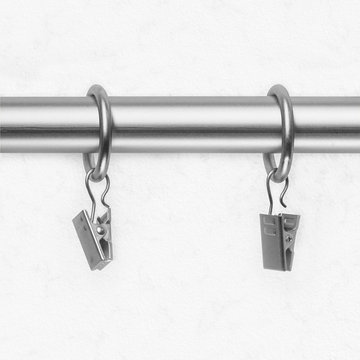Essential Satin Nickel Clip Rings (100% Steel) - Drapery Hardware & Accessories