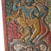 Consigned Vintage Panel Carved Krishna Dance on Snake Kaliya, Wall sculpture