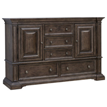 Woodbury 5-Drawer Dresser With Cabinets in Cowboy Boots Brown