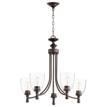 Rossington Quorum Home Collection Chandelier, Oiled Bronze With Clear/Seeded