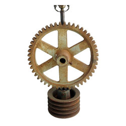Vintage American Industrial Cast Iron Cog Gear as a Table Lamp - Products