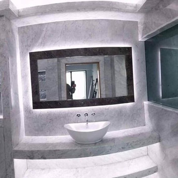 Carrara marble bathroom by ADL Tile and Stone