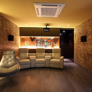 Inspiration for a contemporary home theater remodel in Hyderabad