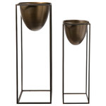 Urban Trends Collection - Round Metal Cone Planter Antique Bronze Finish, Set of 2 - UTC planters are made of the finest metals which makes them tactile and attractive. They are primarily designed to accentuate your home, garden or virtually any space. Each planter is treated with a antique that gives them rigidity against climate change, or can simply provide the aesthetic touch you need to have a fascinating focal point!!