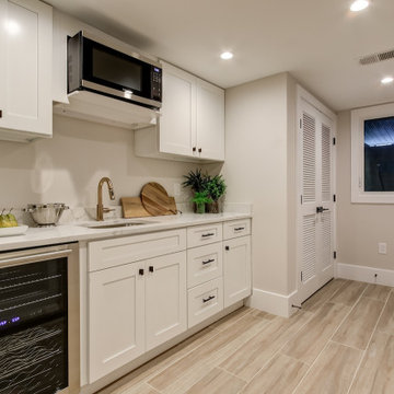 Basement remodeled with bedroom space and extra closet space in Illinois