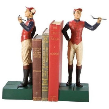 Bookends Bookend EQUESTRIAN Lodge Jockey Boy Dressed to Ride Cream