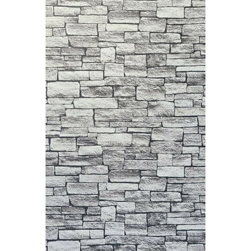 Gray black 3D Textured realistic faux Brick Stone Wallpaper, 8.5'' X 11'' Sample