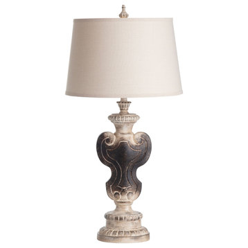 Shield Cast 36" Table Lamp With Linen Tapered Drum Shade, Gray