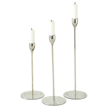 Modernist Set of 3 Scandi Style Tulip Top Candle Holders, 13, 11, and 9 Inches