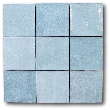 Mestizaje Zellige 5 x 5 Ceramic Tiles - Aqua Decor, 9 Sq Ft