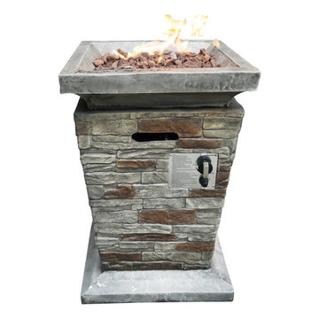 Outdoor Square Fire Table Patio Propane Fire Pit With Beige Cover