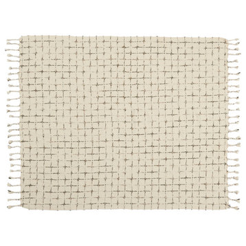 Mina Victory Life Styles Woven Grid Natural Throw Blanket