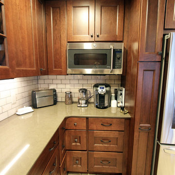 5' Galley Workstation with Flat Panel Cherry Cabinets and Quartz Countertops