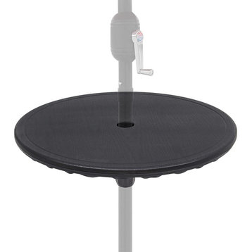 19.75" Black Outdoor Umbrella Table Tray