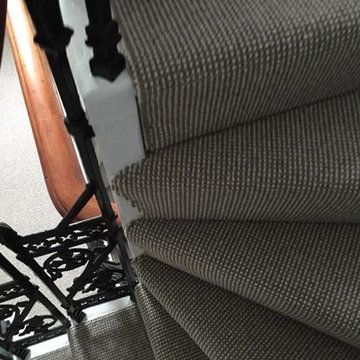 Striped Carpet Installation to Stairs