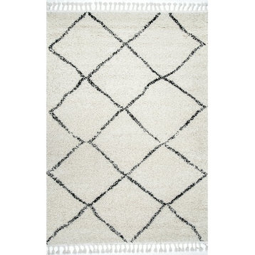 Modern Area Rug, Soft Polypropylene With Moroccan Lattice Pattern, 10' Square