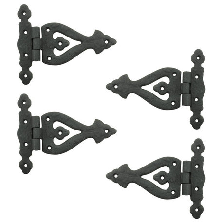 Black Wrought Iron Door Hinge 5 3/8 Inch RSF Finish Barn Door Hinges Pack of 4