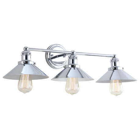 June Metal Shade Sconce, Chrome, 3-Light