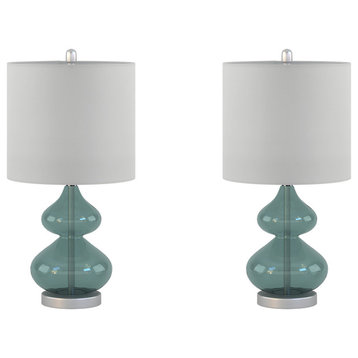 Ellipse Curved Glass Table Lamp, Set of 2, Blue
