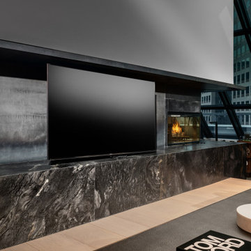 Smokey Black Granite Fireplace Surround