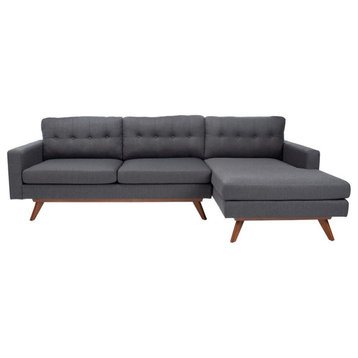 Hughes Modern Linen Sectional Sofa Slate Gray