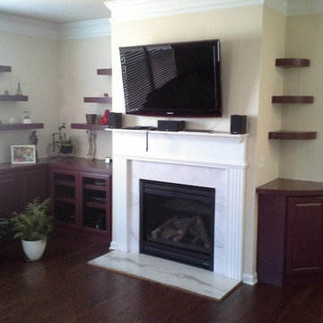 Fireplace Built-ins with Staggered Floating Shelves