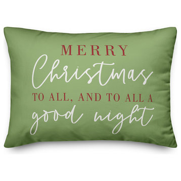 Merry Christmas to all and to all a good night 14"x20" Throw Pillow