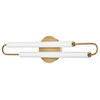 Hinkley EOS Lg 25" LED Bath Vanity Light Fixture, Lacquered Brass + Etched Glass
