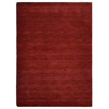 Rugsotic Carpets Hand Knotted Loom Wool Area Rug Solid Dark Red, Dark Red, [Rectangle] 8'x10'