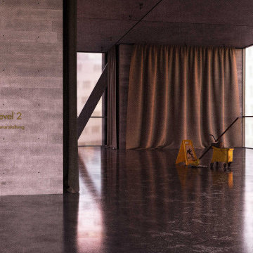 Ausstellungsraum am Abend