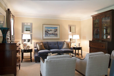Example of a mid-sized classic living room design in Atlanta with beige walls