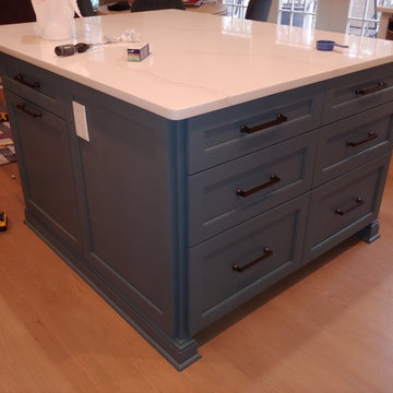 Painted Kitchen Island with Overhang