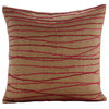 Red Jute Embroidered 14"x14" Burlap Lurex Red Decorative Pillow Cover, Ambrosia