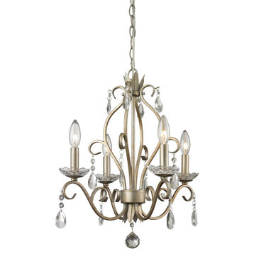 Princess Chandeliers Collection 4 Light Mini Chandelier in Antique Silver Finish