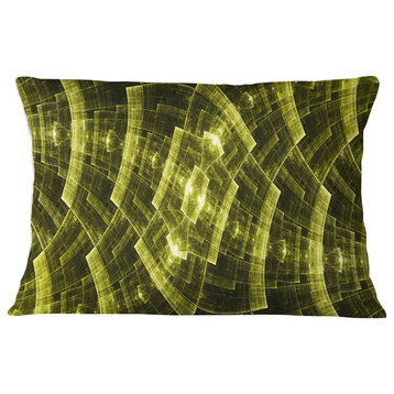 Bright Yellow Fractal Flower Grid Abstract Throw Pillow, 12"x20"