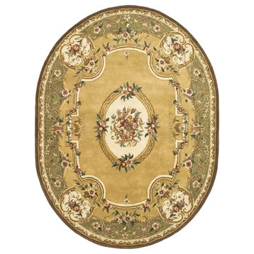 Safavieh Classic Collection CL280 Rug, Light Gold/Green, 4'6"x6'6" Oval