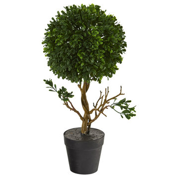 15" Boxwood Topiary Artificial Tree UV Resistant, Indoor/Outdoor