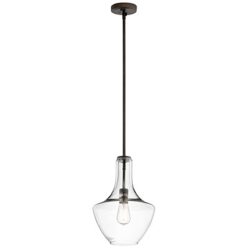 Everly Pendant 1-Light, Finish: Olde Bronze, Glass: Clear