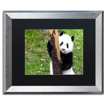 Philippe Hugonnard 'Giant Panda VI' Art, Silver Frame, Black Matte, 20"x16"