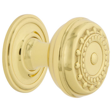 Meadows Brass 1 3/8" Cabinet Knob With Classic Rose, Polished Brass